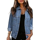 Sidefeel Women's Denim Jackets Casual Long Sleeve Oversized Fall Outfits Jean Jacket