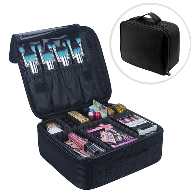 Neceser de Maquillaje, Vococal Bolsa de Cosméticos Organizador - Brochas de Maquillaje Estuches Portátil Maletín de Almacenamiento, Funda de Viaje para Cosméticos Joyería/Labial/Cepillo de Sombra
