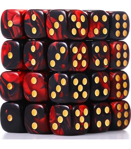 Wondertrail Dragon Dice Set - 4x Red Opaque D6 With Black Pips & Dragon Symbol (16mm) - View #7