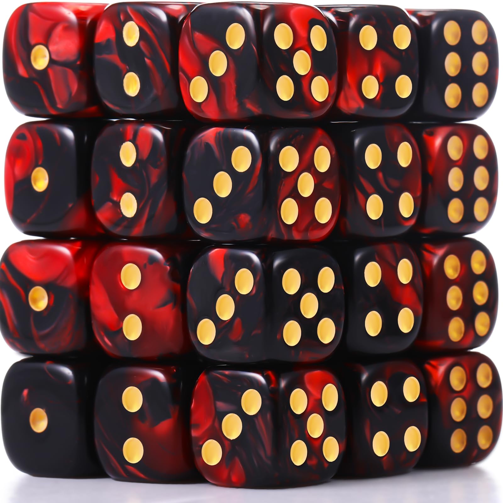 TecUnite 25 Pieces Colored Dice 6 Sided Dice Set, 6