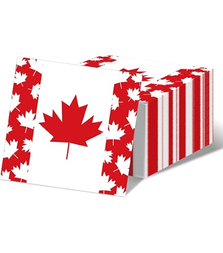 thumbnail image 2 of Canadian Pride Red Napkins - 5x5 Inch Maple Leaf Design For Parties, BBQs & Canada Day Celebrations 2 of 10