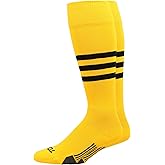 MadSportsStuff Dugout Striped Baseball Softball Socks | Performance Cushion & Support | Youth & Adult | Made in USA