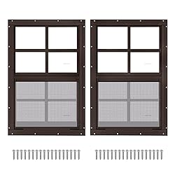 2 Pack 14" x 21" Brown Shed Window with Tempered