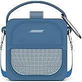 for Bose SoundLink Micro Speaker (2nd Gen) Case with Lanyard&Carabiner,Anti-Scratch Portable Silicone Protective Cover Compatible with Bose SoundLink Micro Portable Bluetooth Speaker (2nd Gen) (Blue)
