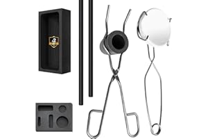GONGYI 8 pcs Torch Melting Casting Kit, Including Whip Tongs, 2 Graphite Crucible Stir Stick, Graphite Casting Mould 5-in-1 Graphite Casting Ingot Mould, Quartz Crucible, Cylindrical Graphite