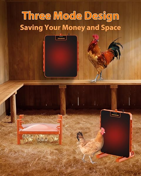 CHICK BROODER BOX HEAT PLATE,CHICKEN COOP HEATER WITH TEMPERATURE SENSOR – HEATING PANEL FOR BABY CHICKS – CHICKENS WARMER FOR WINTER – RADIANT HEATERS BROODING FOR OUTDOOR POULTRY (ORANGE)