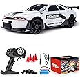 LFOLUSU Remote Control Car RC Drift Car 2.4GHz 1:24 4WD 15KM/H High Speed Racing Sport Car with LED Lights Drifting Tire Racing Sport Toy for Adults Boys Girls Kids Gift 2Pcs Rechargeable Batteries