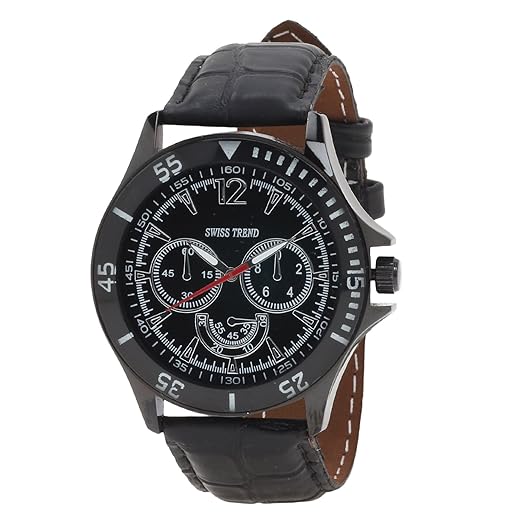 Swiss Trend Stylish Mens Wrist Watch with Black dial