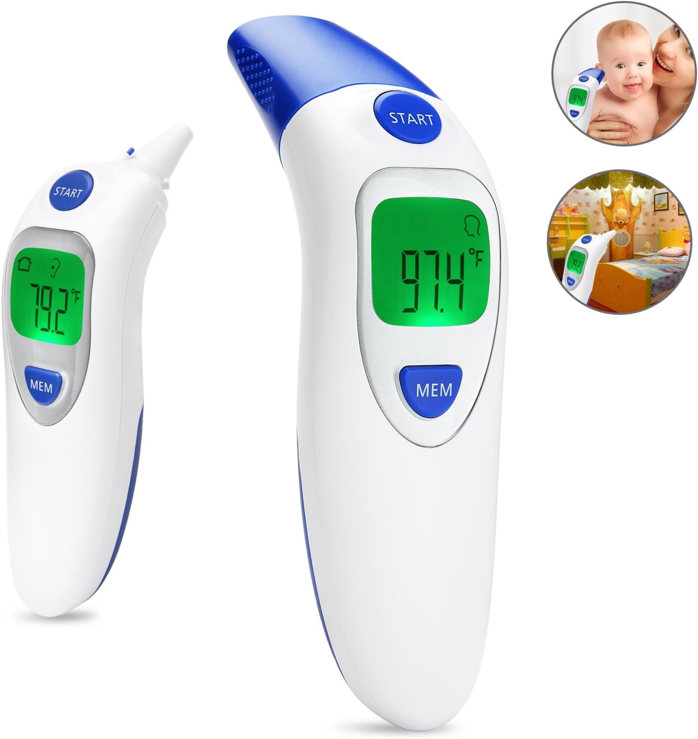 Baby Ear and Forehead Thermometer, Digital Medical Infrared Fever Thermometer, Accurate Instant Read for Toddler Infant Kids Children Adult by DIKI