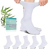 Revosoxs Diabetic Crew Socks for Men Women,Bamboo Viscose Non-Binding Loose Top Wide Socks with Seamless Toe 9-11 10-13