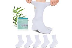 Revosoxs Diabetic Crew Socks for Men Women,Bamboo Viscose Non-Binding Loose Top Wide Socks with Seamless Toe 6-9 9-12