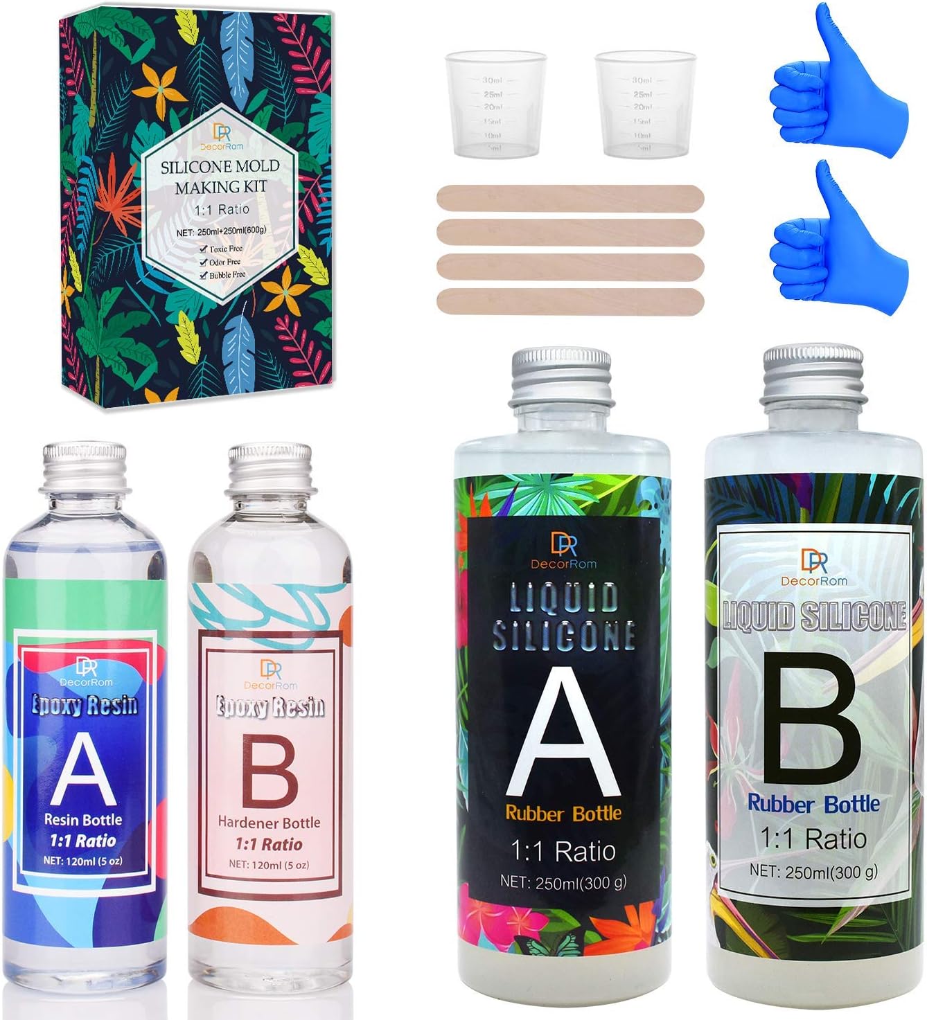 Silicone Molds Making Kit & Epoxy Resin Kit 600g Liquid