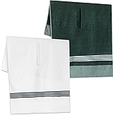 Mindsoft 2 Pcs Caddy Golf Towel Extra Large 22''x 44'' Cotton Camping Sport Golf Gift Towel, Absorbent, Center Cut Cart Accessory for Man Golfers(Green White)