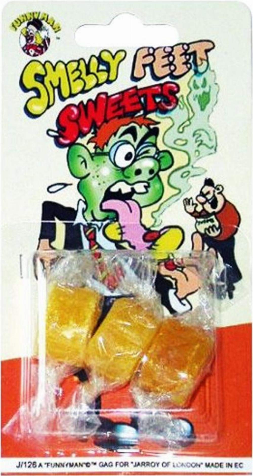 Funnyman Jokes Prank Candy - Smelly Feet Sweets Practical Joke (1 pack of 3 sweets)