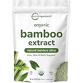 Micro Ingredients Organic Bamboo Extract Powder, 8oz (378 Servings) | Bamboo Plant Silica & Mineral Supplements | Natural Stem & Leaf Extract | Non-GMO, Gluten Free, Vegan Friendly
