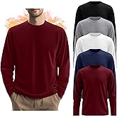 Evervibe 5 Pack Mens Big and Tall Thermal Shirts Fleece Lined Long Sleeve Loose Fit Tops Plus Size Undershirt Multipack