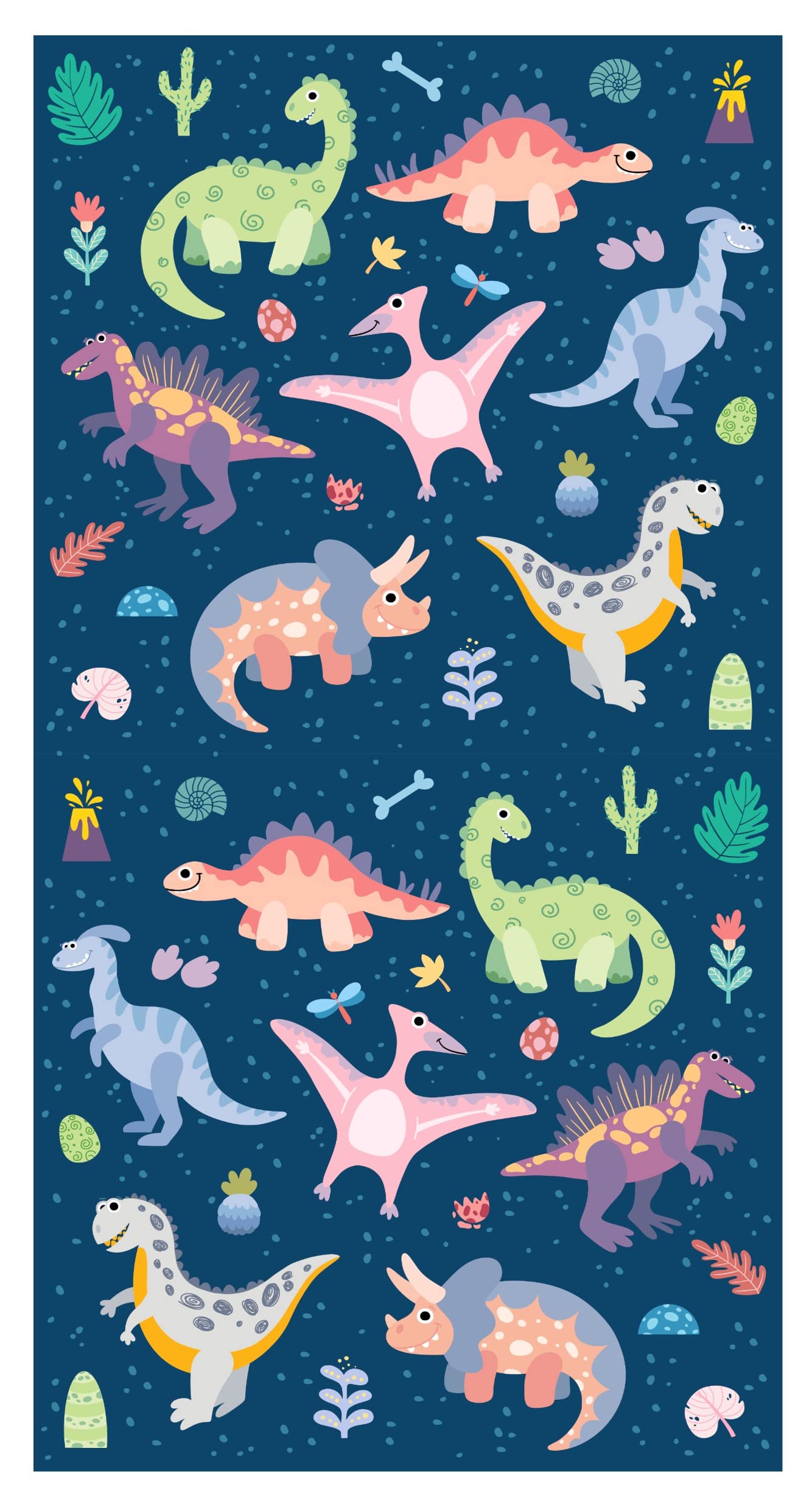 Theonoi Children's Dinosaur Bath Towel, 100% Cotton, 70 x 140 cm