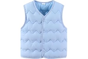 AIWUHE Toddler Puffer Vest Boys Girls Down Vest Warm Winter Jacket Lightweight Sleeveless Buttons Coat 18M-7Y