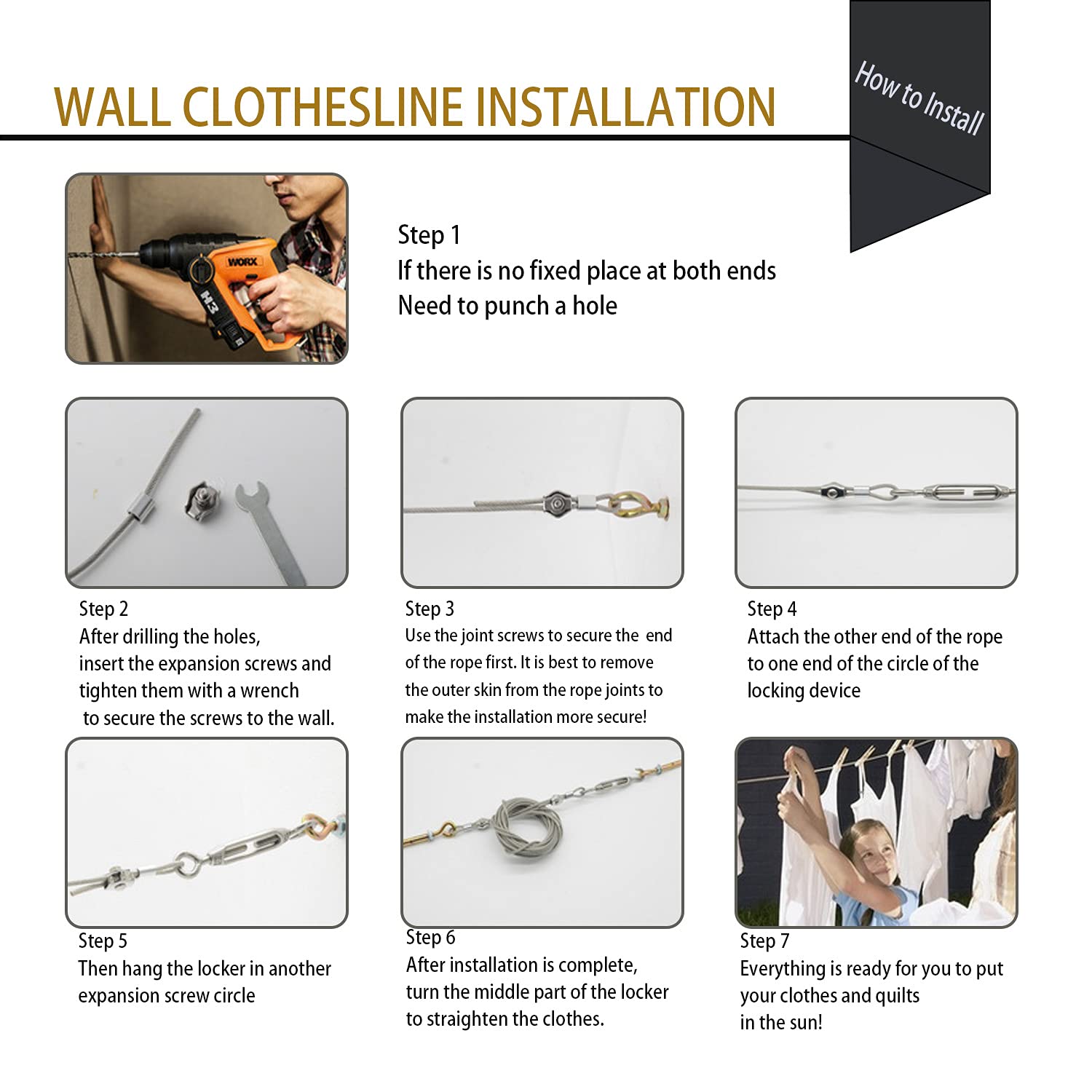 Mua 32Ft Heavy Clotheslines,Outdoors 304 Stainless Steel Clothes Line ...