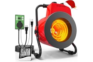 KARVEDEN 1500W Greenhouse Heater with Digital Thermostat, Outdoor Heater with Overheat Protection and 3-Second Rapid Heating Function, Outdoor Heaters for Patio Garage, Greenhouse, Flower House