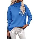 Zeagoo Women's Turtleneck Sweater 2026 Fall Winter Chunky Knitted Pullover High Low Hem Trendy Basic Jumper Top