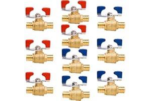 WHK 10 PCS Pex Ball Valve 3/4 Inch PEX Brass Full Port Shut Off Ball Valves,Pex Shutoff Valve 3/4" Pex Barb Water Sink Ball V
