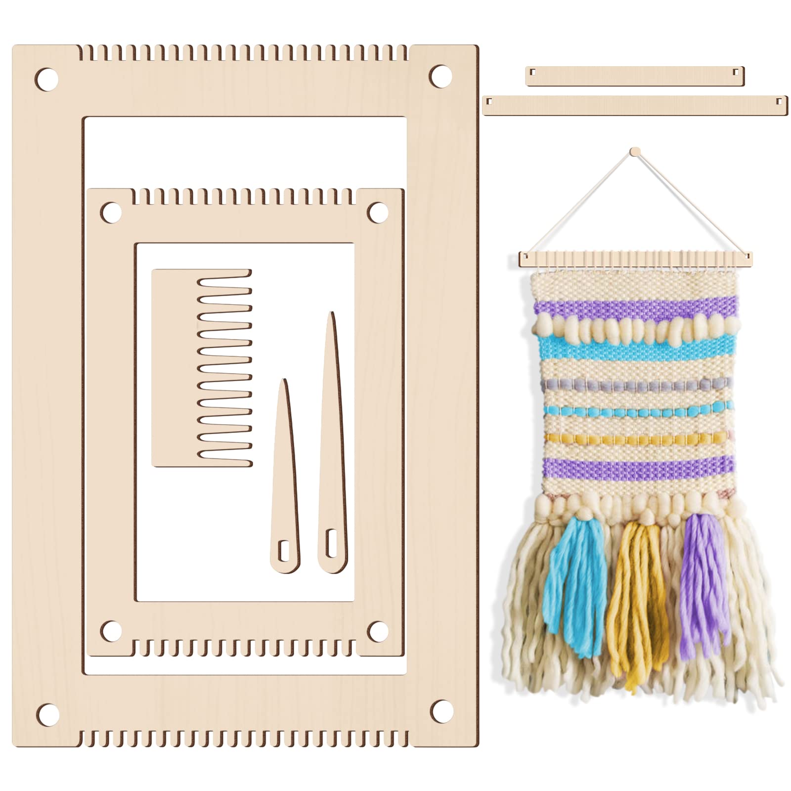 Juexica 7 Pcs Weaving Loom Kit Small Weaving Loom