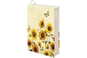Gomyblomy Sunflower Butterfly Book Covers Washable Book Protector Stretchable Book Cover for Paperbacks Hardcover Textbooks up to 9 x 11, Office Supplies Reusable School Supply for Students