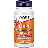 NOW Foods Supplements, MK-7 Vitamin K-2 100 mcg, Cardiovascular Support*, Supports Bone Health*, 120 Veg Capsules