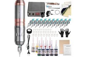 STIGMA Tattoo Kit Complete for Beginners Rotary Tattoo Gun with Tattoo Ink Set Cartridge Needles Transfer Paper Ink Cups STP3