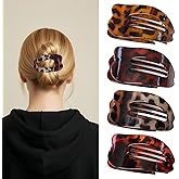 Flat Claw Clips for Women - 4.3” French Tortoise Shell Flat Hair Clips - No Slip Strong Hold Hair Jaw Clips - Duckbill Clips for Thick Hair - 4 Pcs