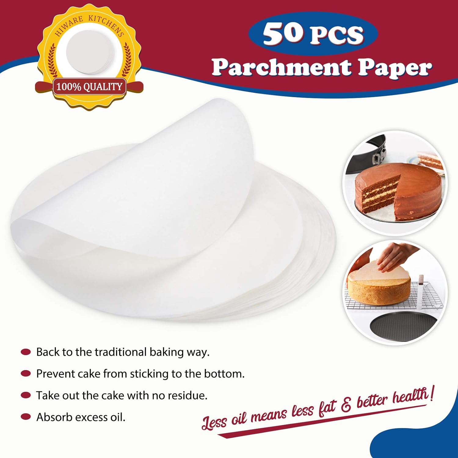 Hiware 9 Inch Non-stick Cheesecake Pan Springform Pan with Removable Bottom / Leakproof Cake Pan with 50 Pcs Parchment Paper - Black: Kitchen & Dining
