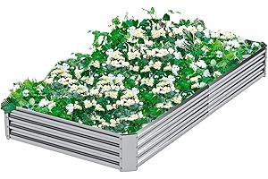 DERYONI Galvanized Raised Garden Bed Outdoor 8x4x1ft,Planter Raised Beds for Gardening,Large Raised Planter Box for Vegetables,Fruits,Flowers,Metal Raised Garden Bed