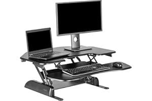 Vari - VariDesk Cube Corner 36 - Cubicle Standing Desk Converter for Dual Monitors - Home Office Desk with 11 Height Adjustable Settings, Spring-Assisted Lift, Weighted Base - Fully Assembled, Black