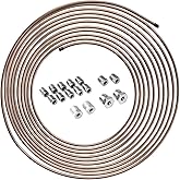 4LifetimeLines 3/16" x 25 ft Copper-Nickel Brake Line Replacement Kit &ndash; Inverted Flare Fittings Included, Hand-Bendable Tubing Coil, Corrosion Resistant, SAE &amp; ISO Certified