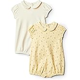 Amazon Essentials x Sofia Grainge Baby Girls' Short Sleeve Peter Pan Collar Romper