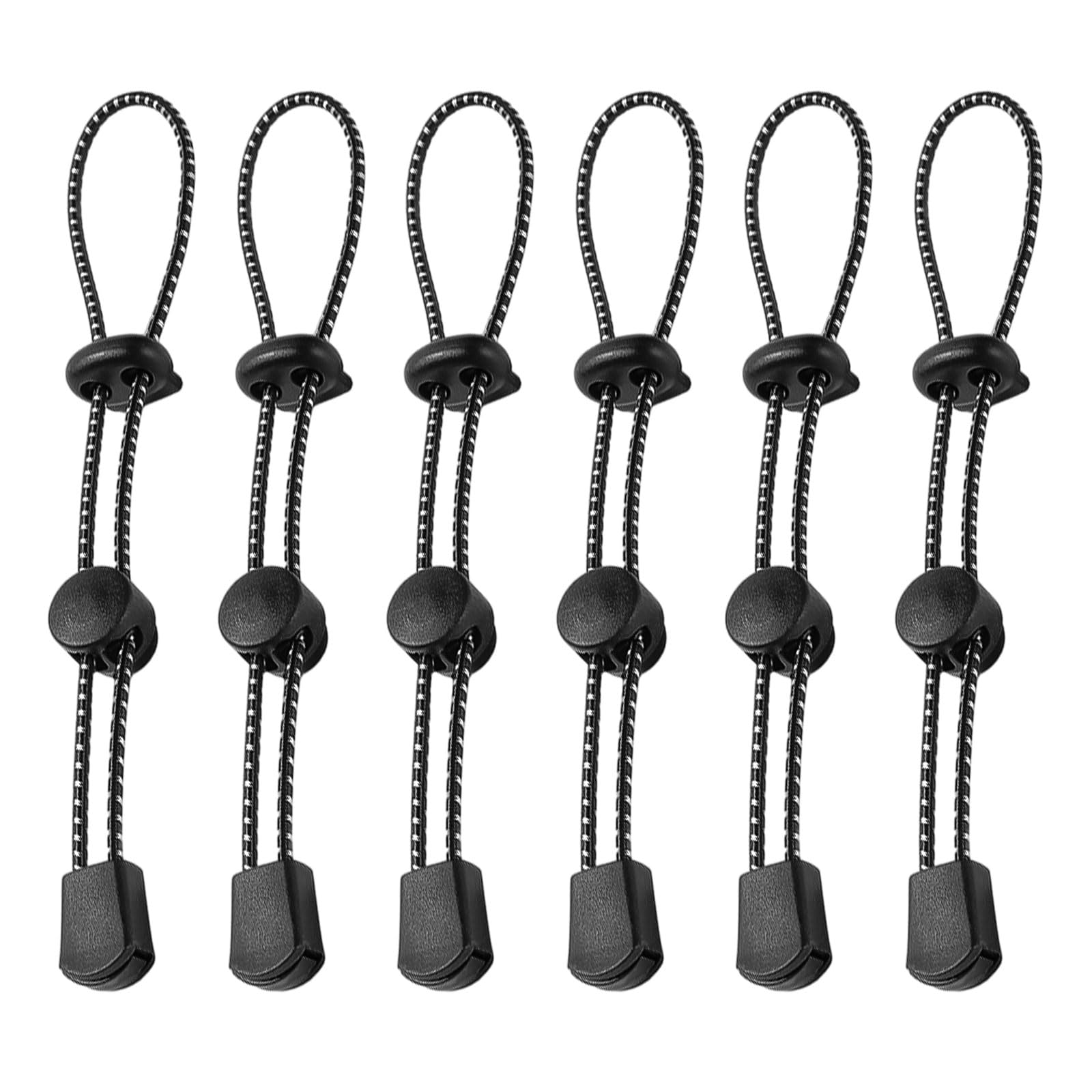 FUIPVGI 6 Pcs Bungee Cord, Backpack Elastic Rope Fixing Buckle, Trekking Pole Fastening Cord, Backpack Walking Stick Holder Trekking Hiking Pole Attachment Cord Rope, Hiking Stick Holder Rope (Black)