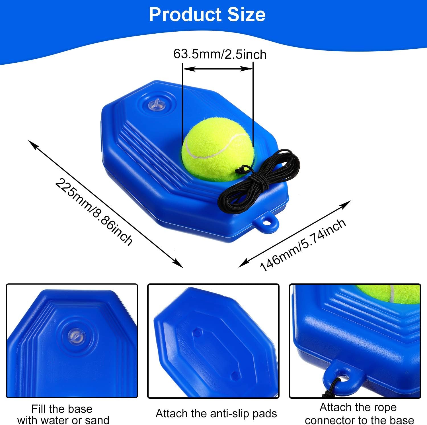 Sumind Tennis Trainer Tennis Ball Trainer Tennis Training Baseboard Tennis Equipment Tennis Trainer Rebounder Ball with Rope Practice Training Tennis Ball Tool for Self-Study Tennis Training : Sports & Outdoors