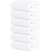 Tens Towels Pack of 6 Hand Towels, 100% Cotton, Lighter Weight, Quick to Dry, 16 x 28 Inches, Super Soft & Absorbent, Perfect for Bathroom & Kitchen, White