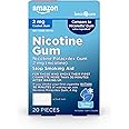 Amazon Basic Care Coated Nicotine Gum, 2 mg, Ice Mint Flavor, Stop Smoking Aid, 20 Count