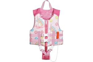 HeySplash Life Jacket for Kids, Children Watersports Life Vest Swim Vest Flotation Device Kids Trainer Vest with Survival Whi