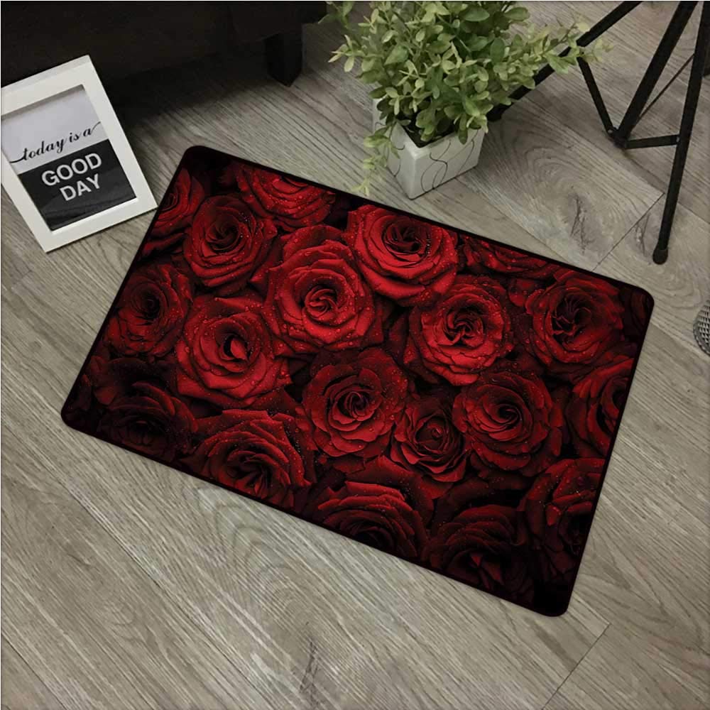 Amazon Com Welcome Door Mat Dark Red Image Of Red Roses With