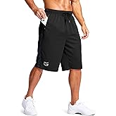 G Gradual Men's 11" Long Basketball Shorts with Zipper Pockets Drawstring Mesh Lightweight Gym Athletic Shorts for Men