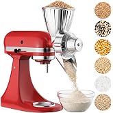 Grain Mill Attachment for KitchenAid, Food-Grade All-Metal 9 Levels | Flour Mill for KitchenAid Stand Mixer, Fit for Millet, Wheat, Grain Corn, Coffee Beans, Dry Low-Oil Grains