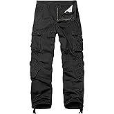 CARPANT Men's Cotton Cargo Tactical Pants for Casual Work Travel Wild Streetwear with 9 Pockets Relaxed Fit No Belt