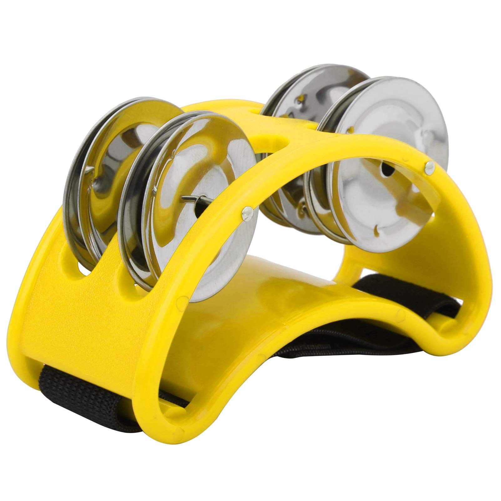 Foot Percussion, Foot Tambourine with Double Row for Cajon Box Drum Companion Accessory(Yellow) Musical Instrument Accessories