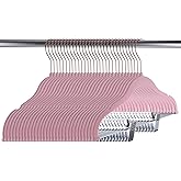 Tosnail 30 Pack Kids Velvet Hangers Children's Clothes Hangers Baby Hangers with Clips - Pink