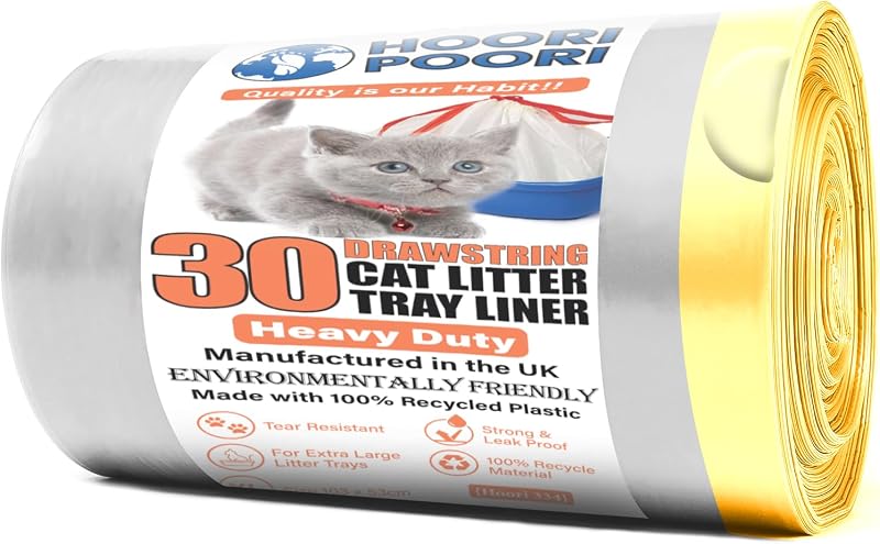 30 Pack XL Drawstring Cat Litter Tray Liners Heavy Duty