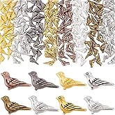PONABEADIY 1 Box 8 Colors 160PCS Alloy Bird Shaped Beads with Hole Tibetan Style Vintage Colored Antique Animal Charms Loose Spacer Bead Bulk for Jewelry Making Bracelets Necklaces Diy Crafts Supply