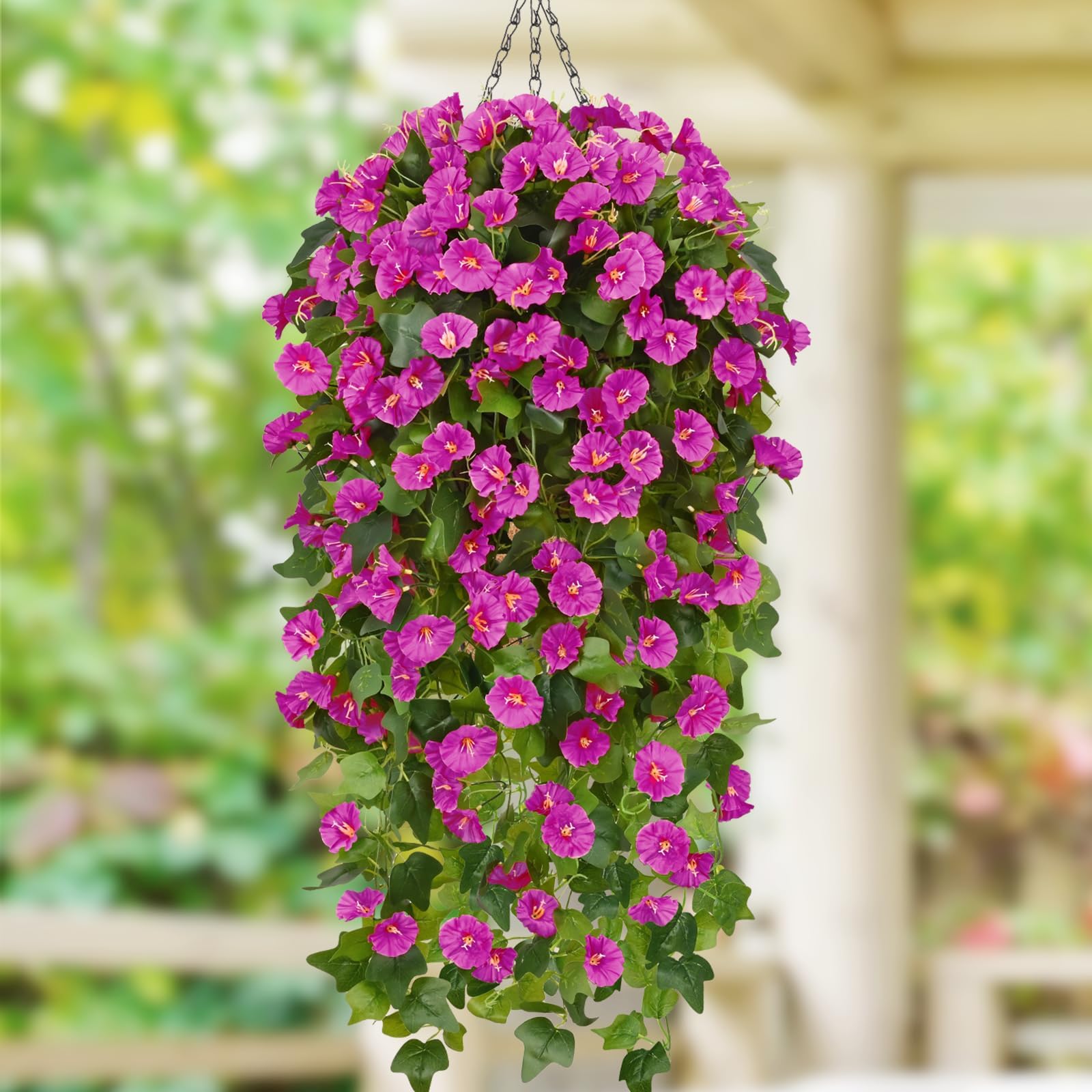 Photo 1 of Artificial Hanging Flowers for Outdoors, Artificial Petunias for Outdoors, Hanging Baskets with Artificial Flowers for Planters, Fake Faux Plants Outdoor UV Resistant, Spring Summer Porch Decorations